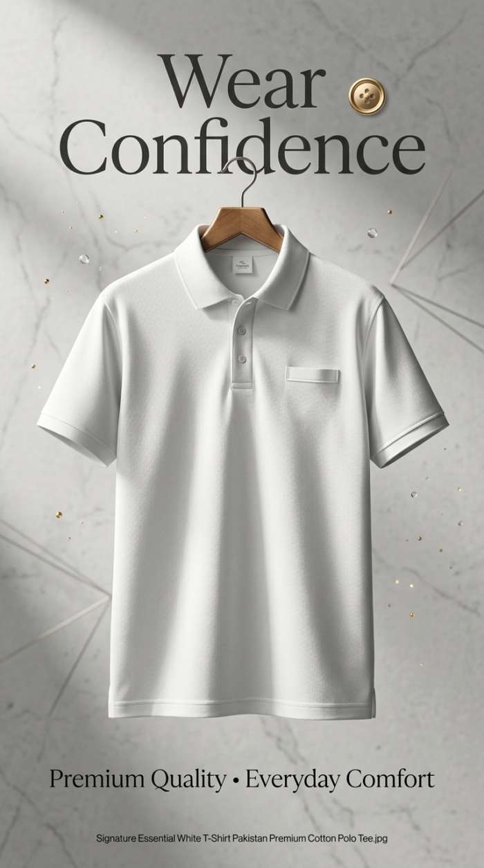 White Polo T-Shirt Pakistan | Signature Essential Premium Cotton Collared Tee
